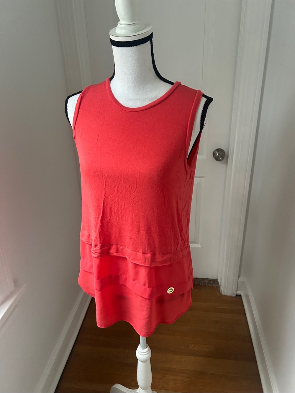 Michael Kors Sleeveless Tiered Tank Top in Coral - Women